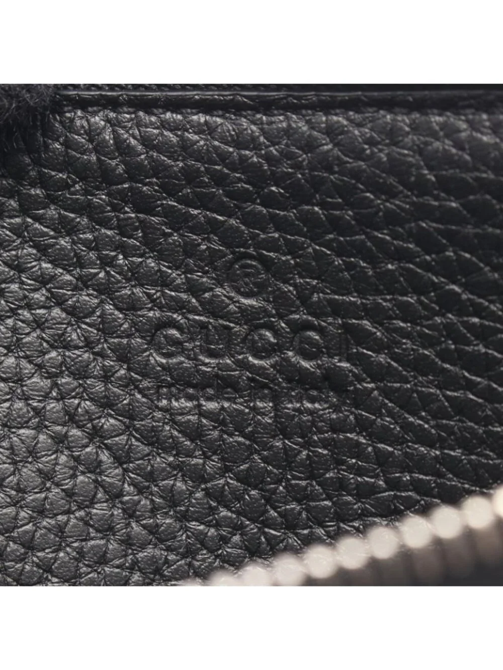 Gucci Coin Case Embossed Logo Card Black Leather